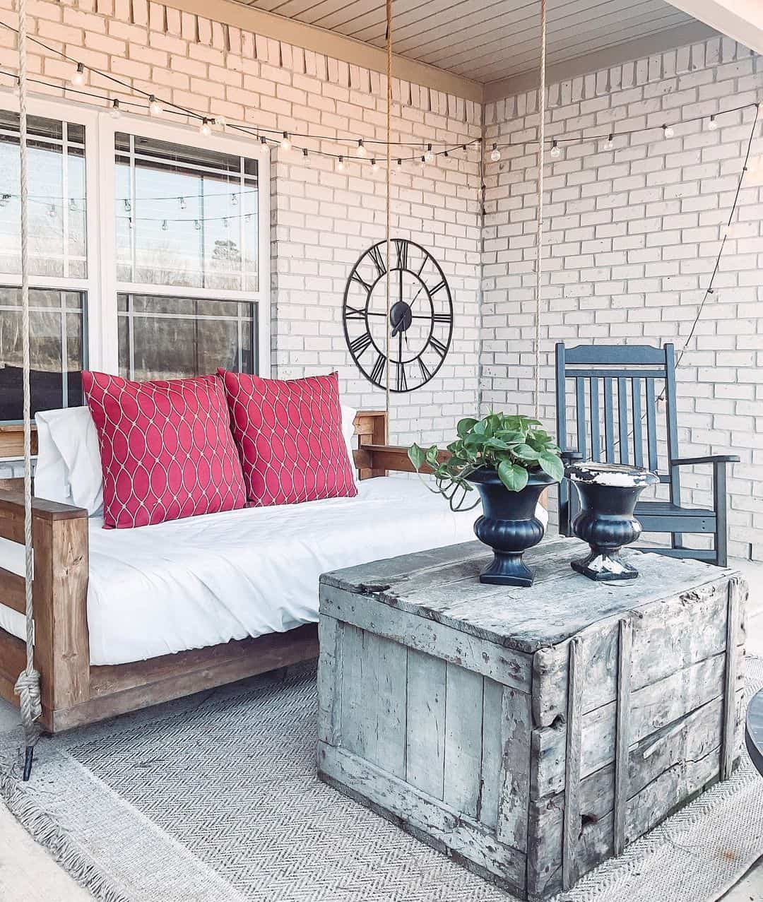 Back Porch Swing with Trunk Coffee Table