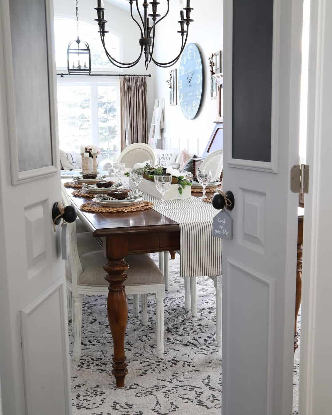 Elegant Dining Room With Double Doors
