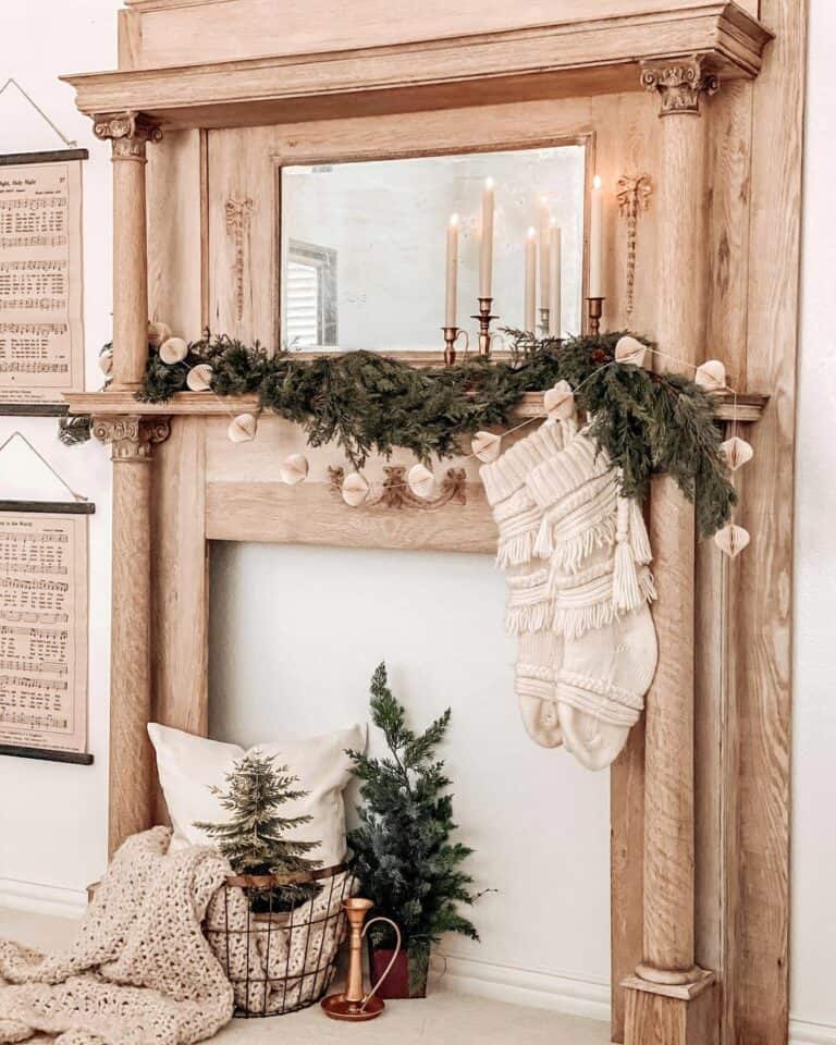 Wood Mantel with Decorative Columns
