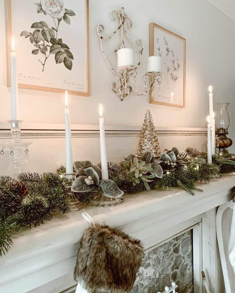 Antique Sconce and White Bedroom Mantel