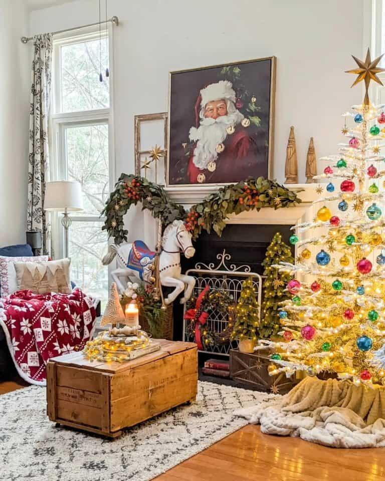 Rustic Christmas Display in Living Room