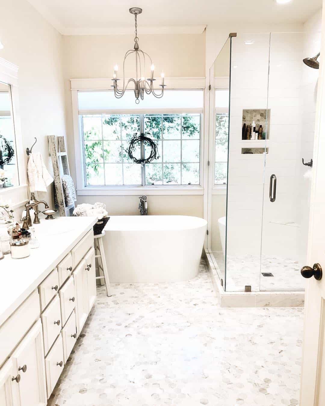 White Tile Frameless Glass Shower