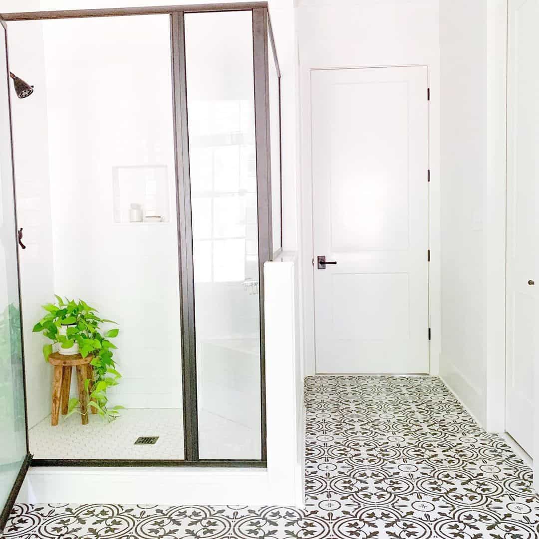 White Hexagon Tile Shower Pan