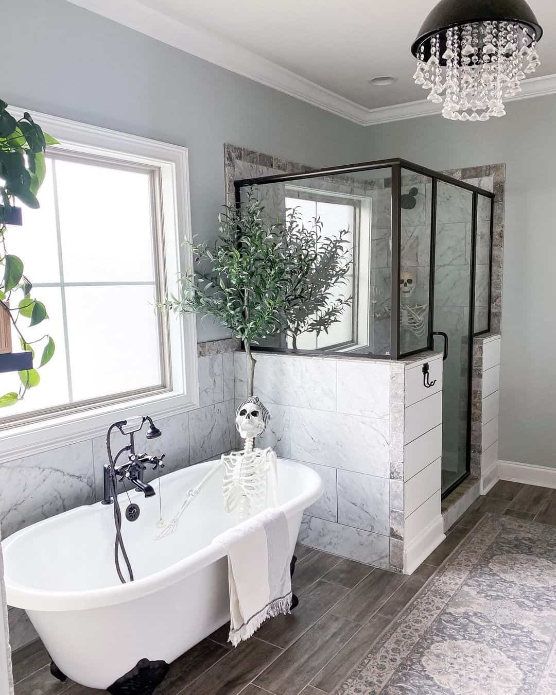 Skeleton in a Corner Shower