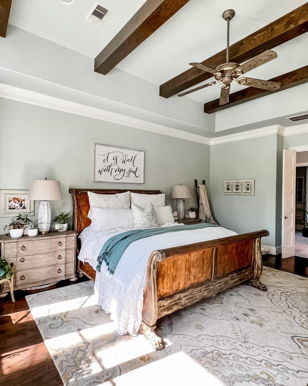 Plants in White Pots on Light Wood Nightstands