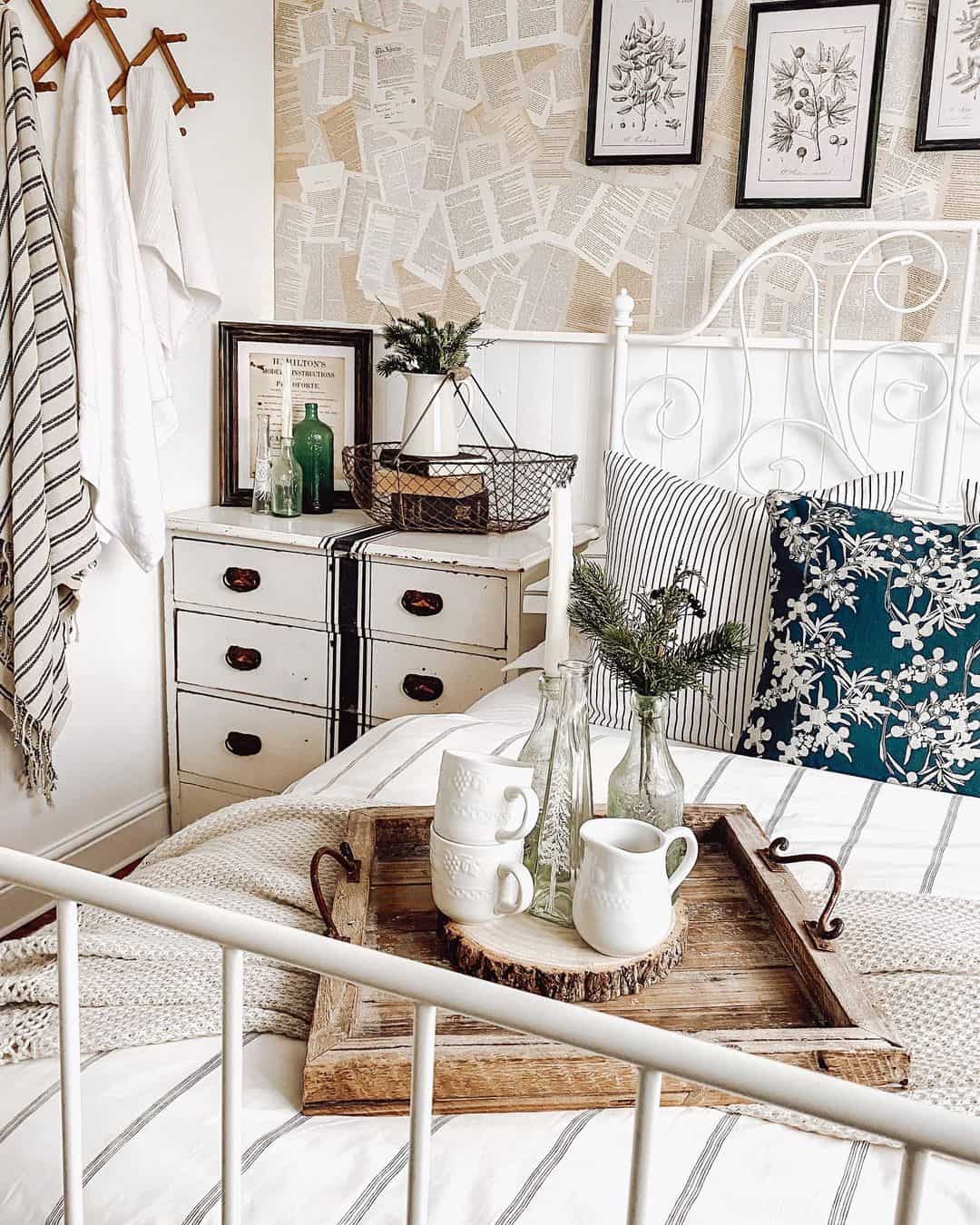 Vintage Bottles on a White Nightstand With a Black Stripe