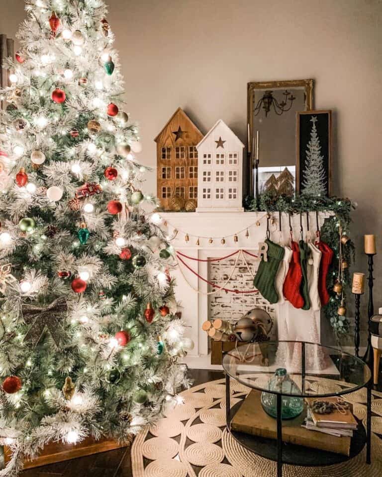 Illuminated Tree with Red