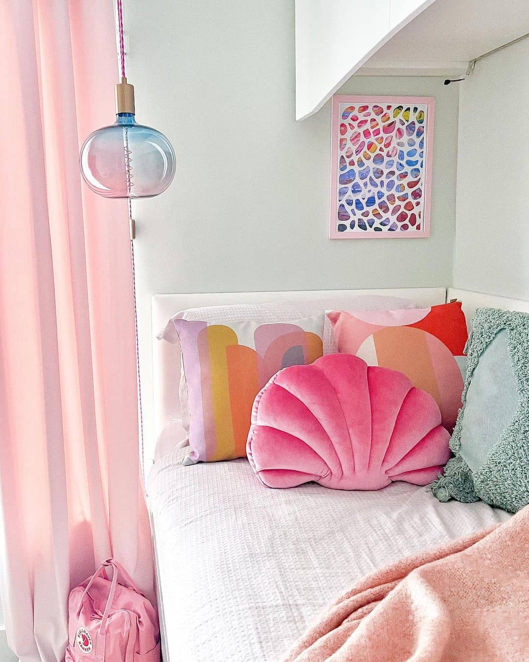 Whimsical Bedside Light in Pastel Bedroom