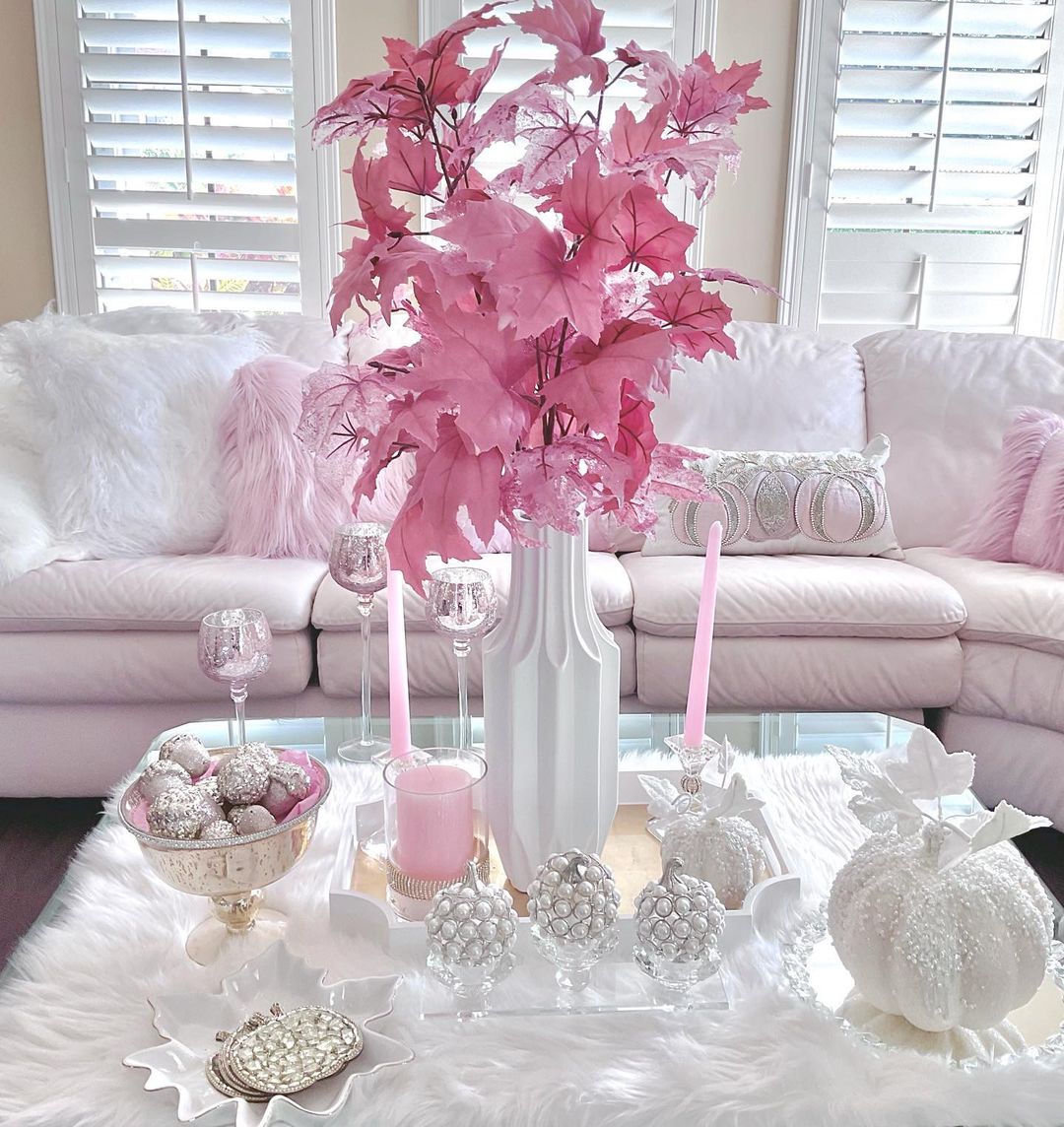 Pink Fall Coffee Table Display