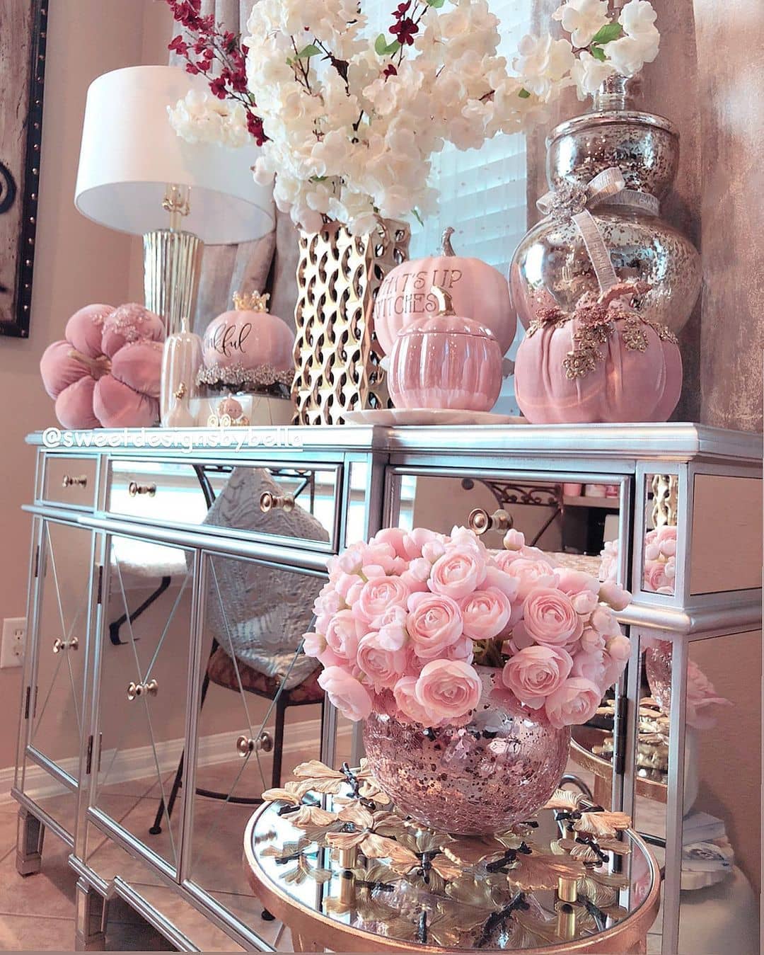 Add Pink Fall Glamour to Your Console Table