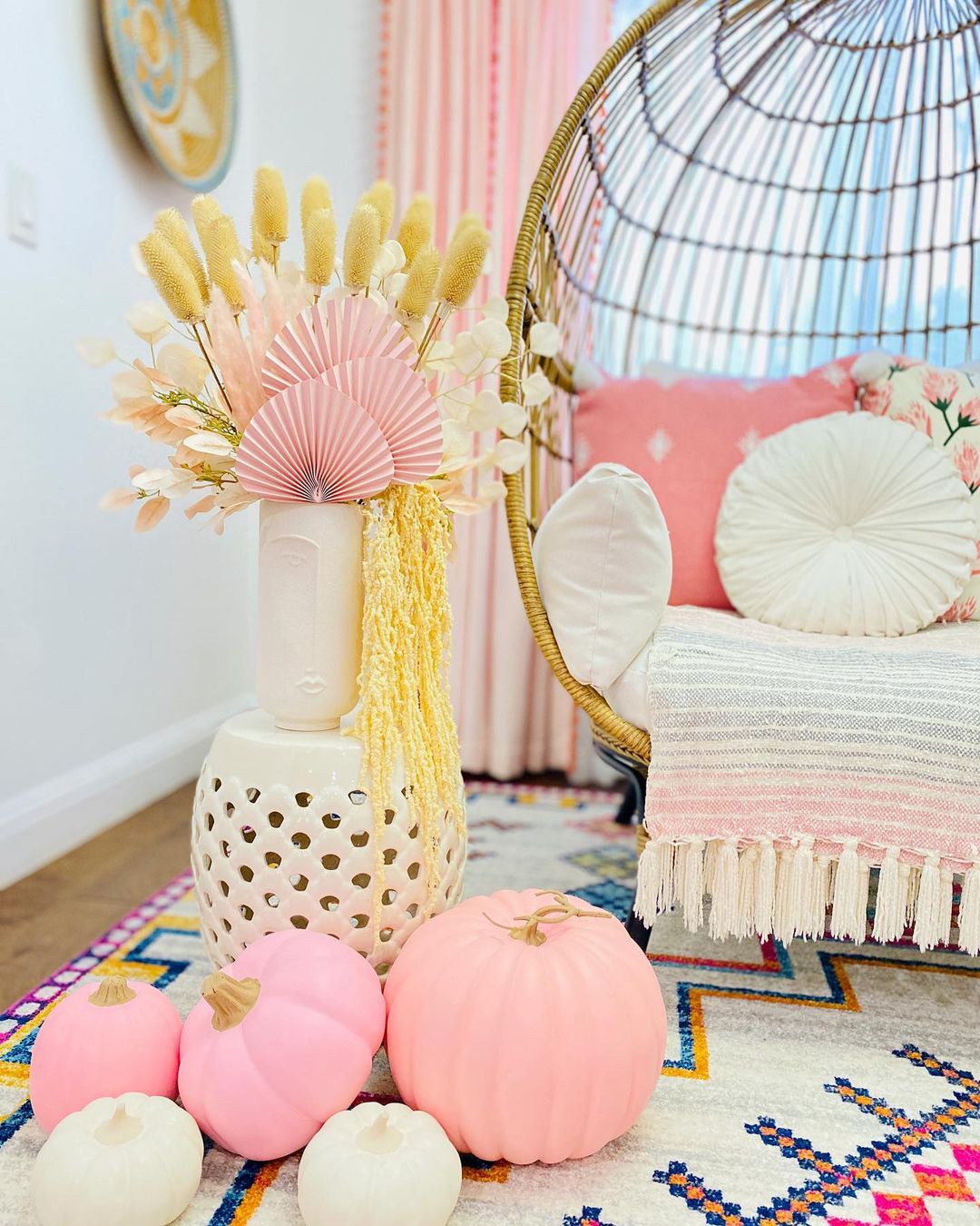 Bring Pink Pumpkins into a Cosy Corner