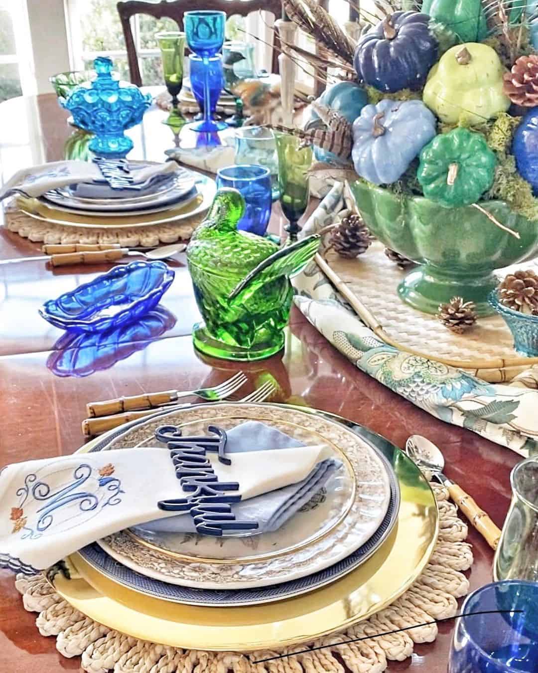 Colorful Thanksgiving-themed Tablescape