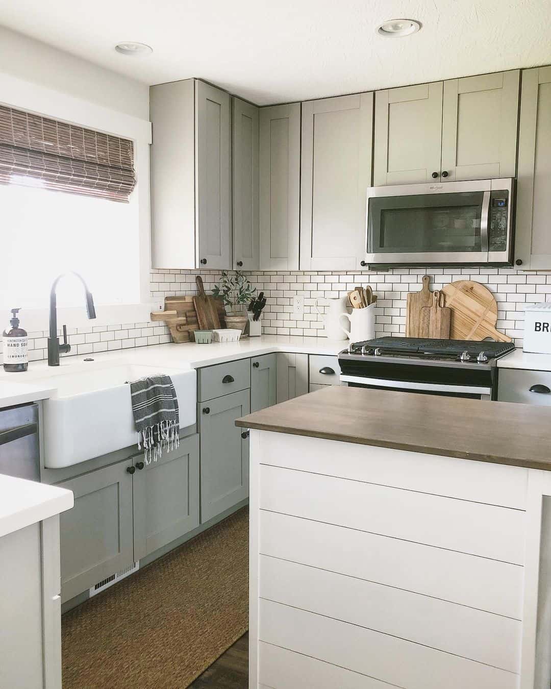 Farmhouse Kitchen With Gray Cabinets