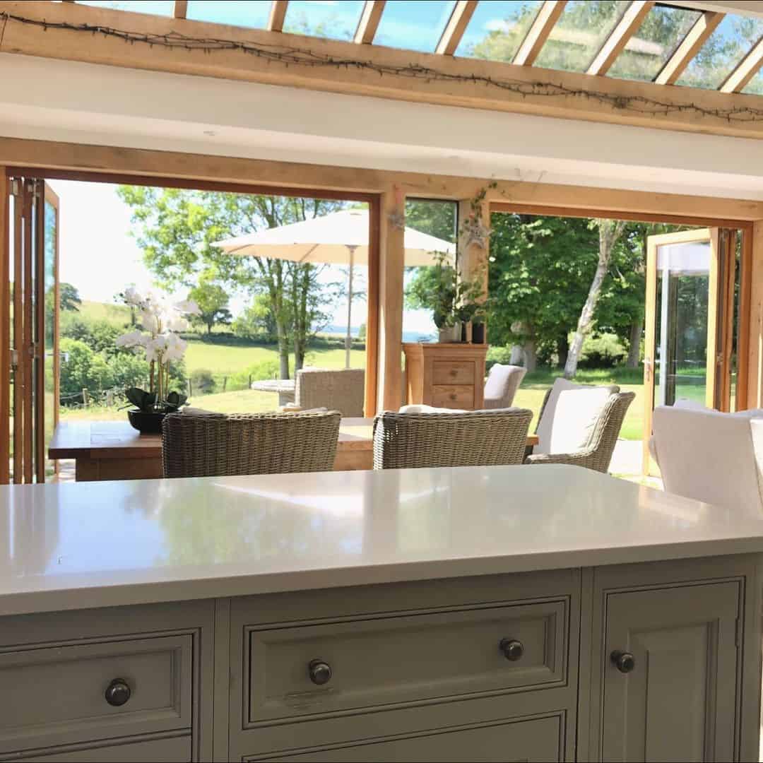 Country Kitchen With Gray Cabinets