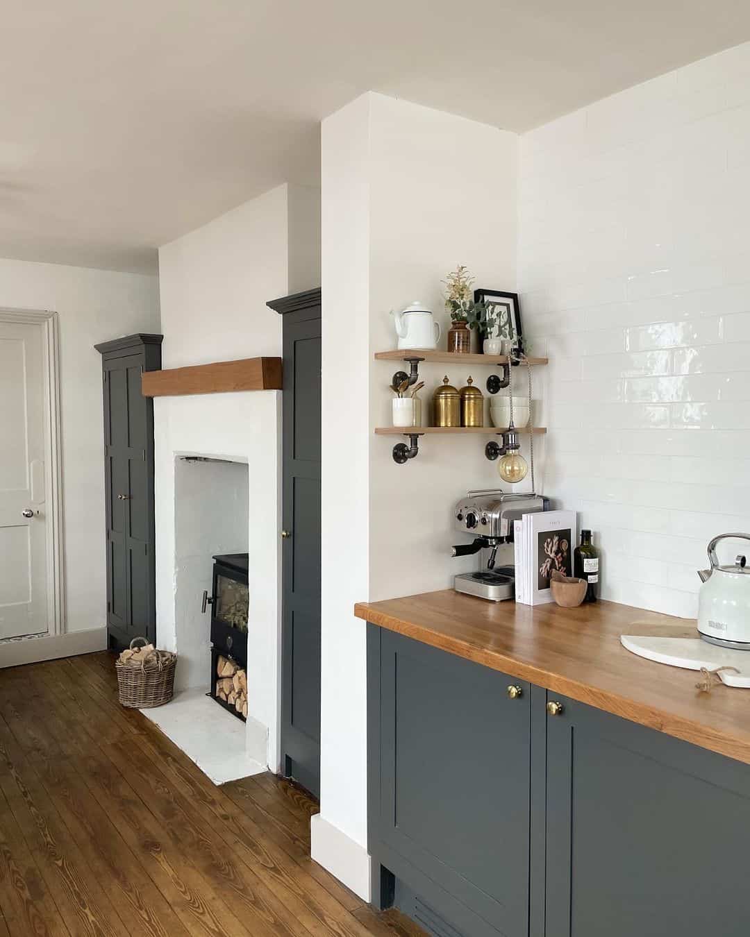 Farmhouse Kitchen With Stormy Gray Cabinets