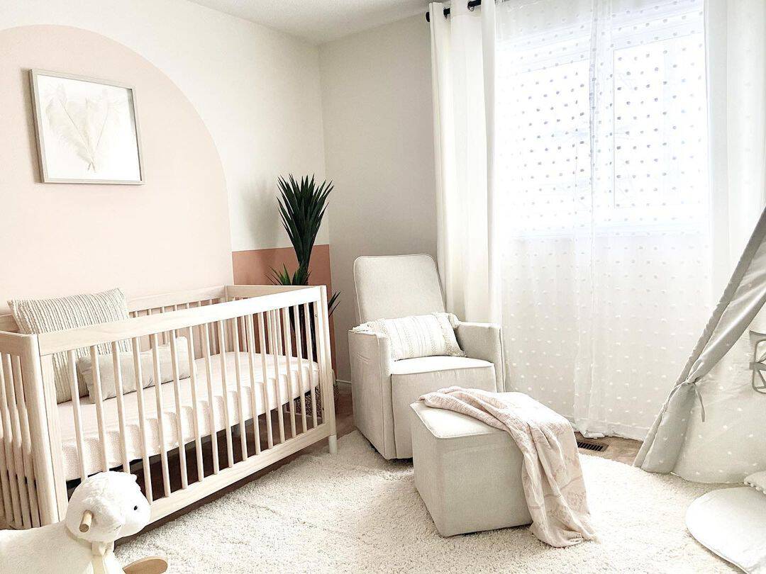 Color-block Accent Wall With Gauzy Curtains