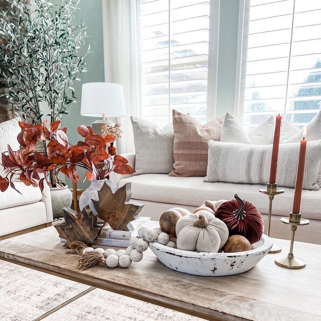 Soft Neutrals with Velvet Pumpkins