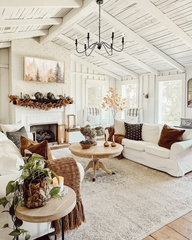Rust Pillows and Painted Rafters
