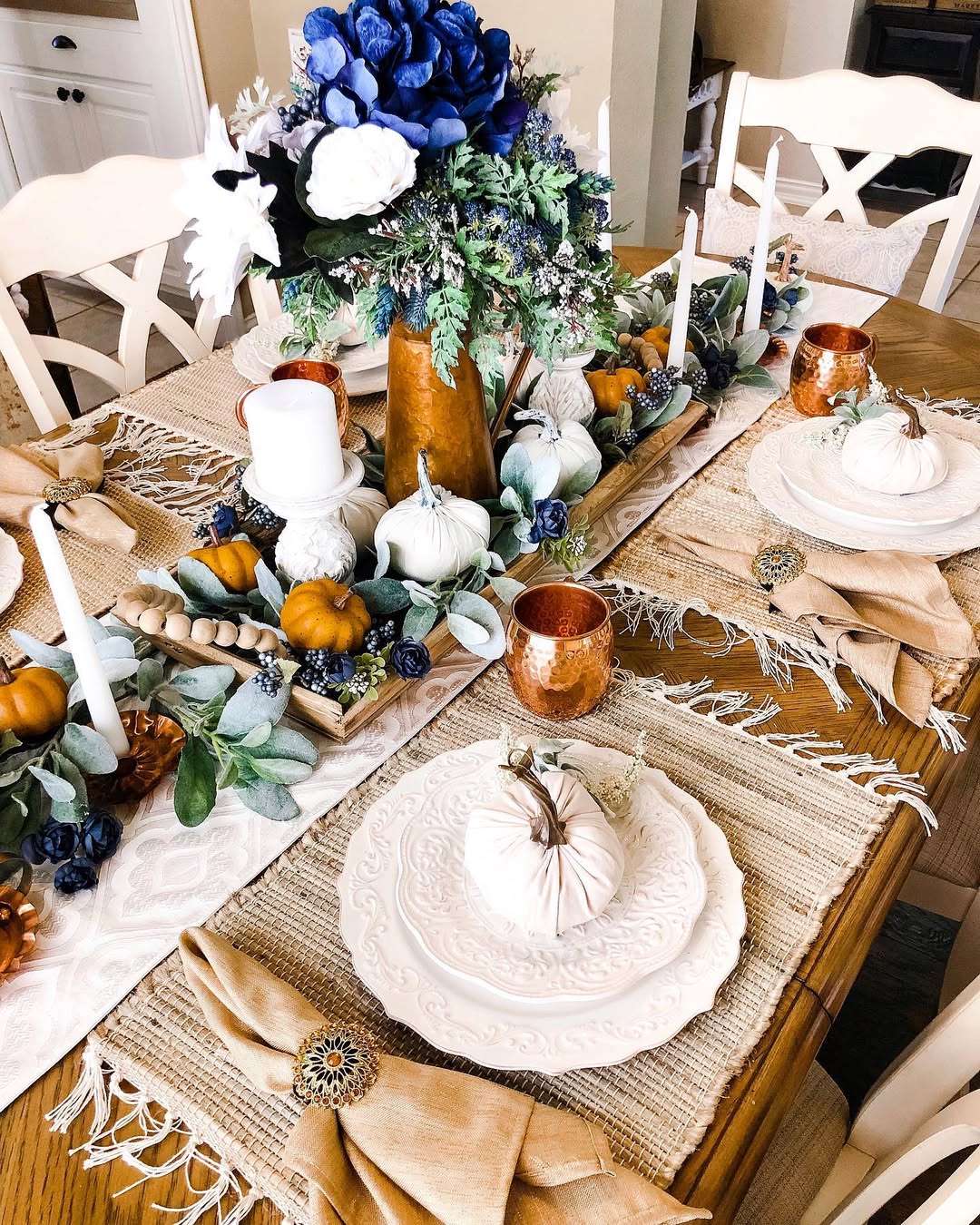 Pumpkins, Flowers, And Hammered Mugs