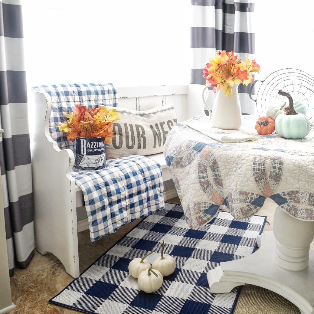 Plaid And Pumpkins In Sunlight