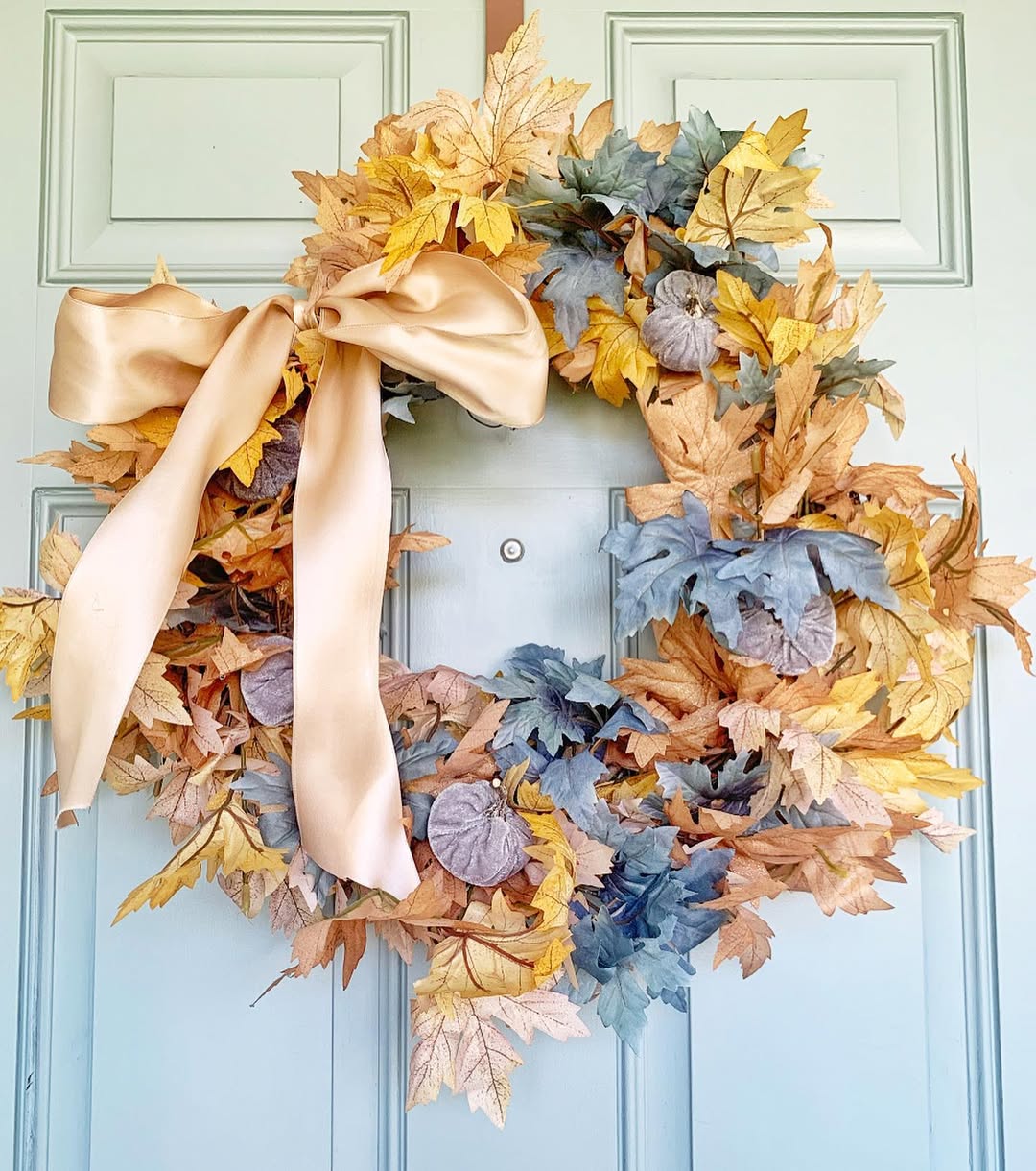 Satin Bows with Smoky Blue Accents