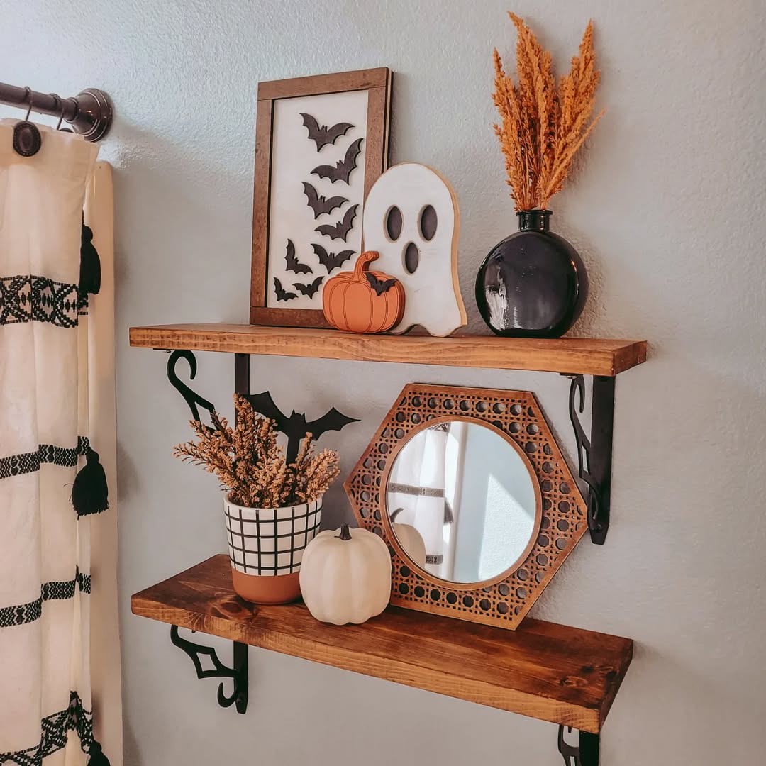 Styled Shelves With A Spooky Touch
