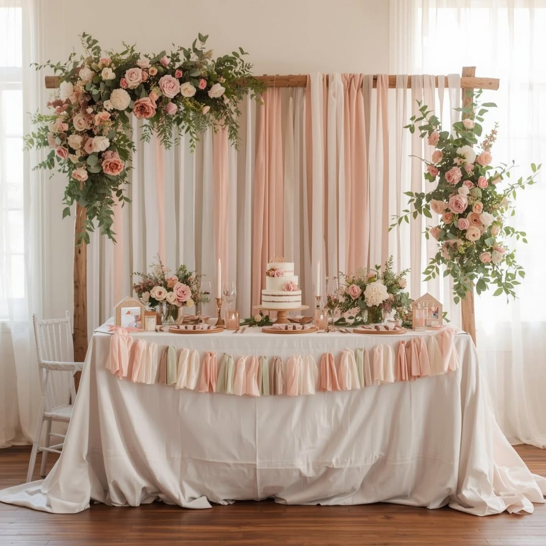 Blush Drapes For Garden Party Romance