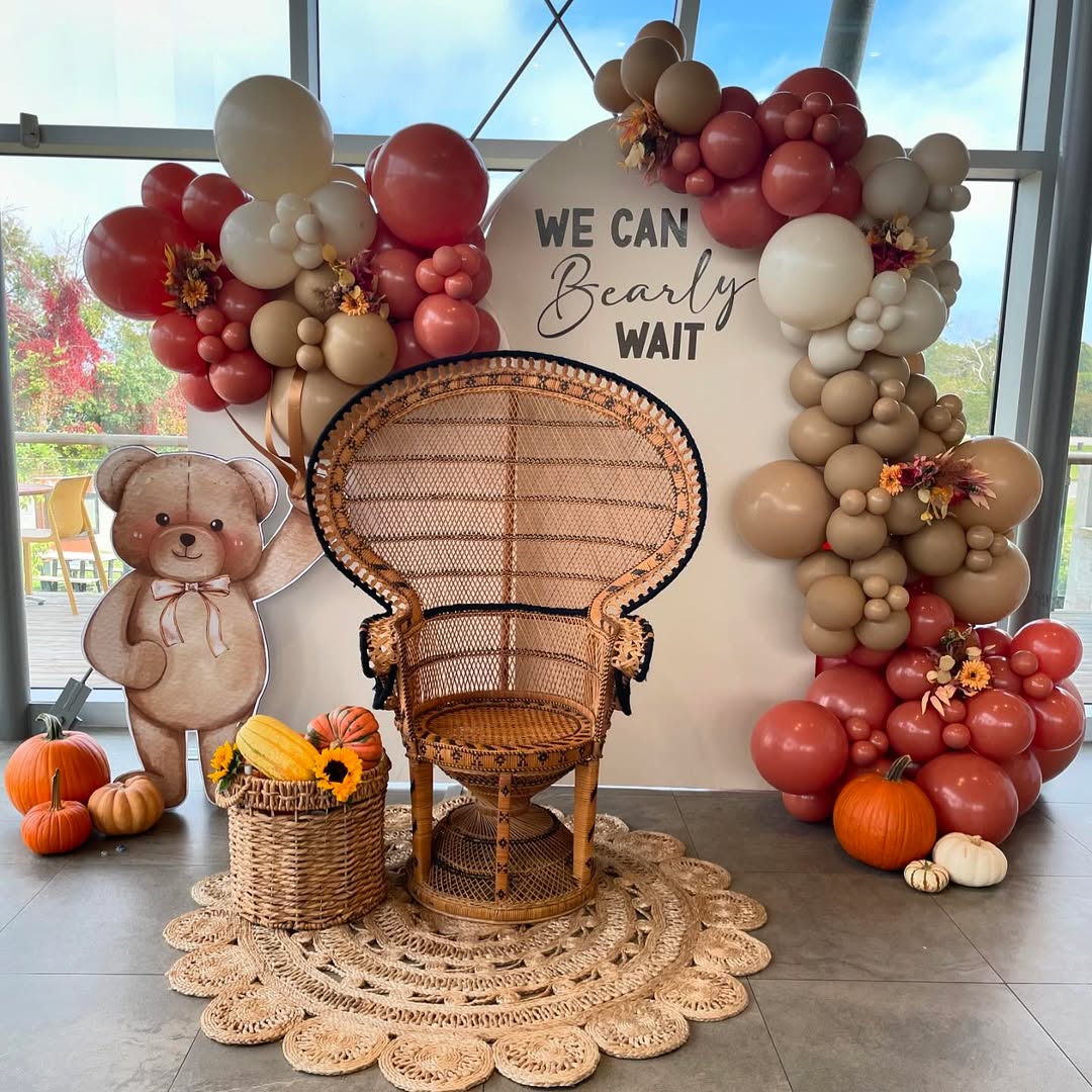 Pumpkins, Rattan, And Cozy Bear Details