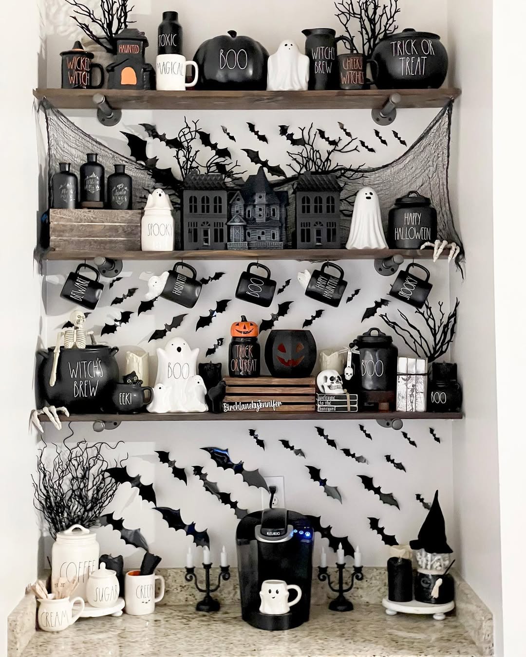 Mansion-Inspired Halloween Shelf