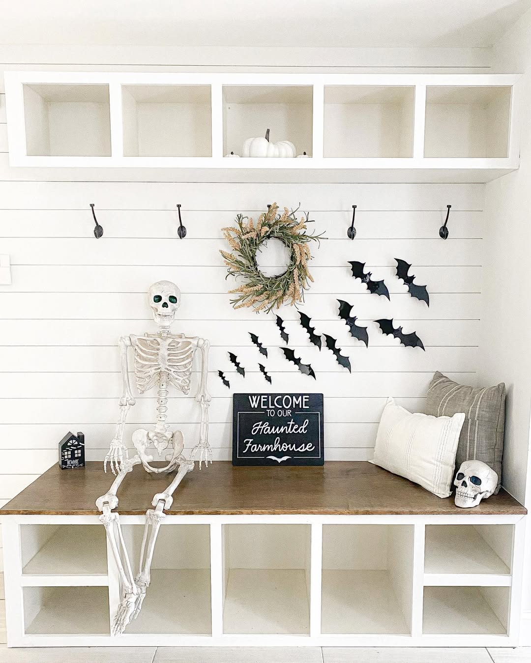 Haunted Farmhouse Foyer With Skeleton Charm