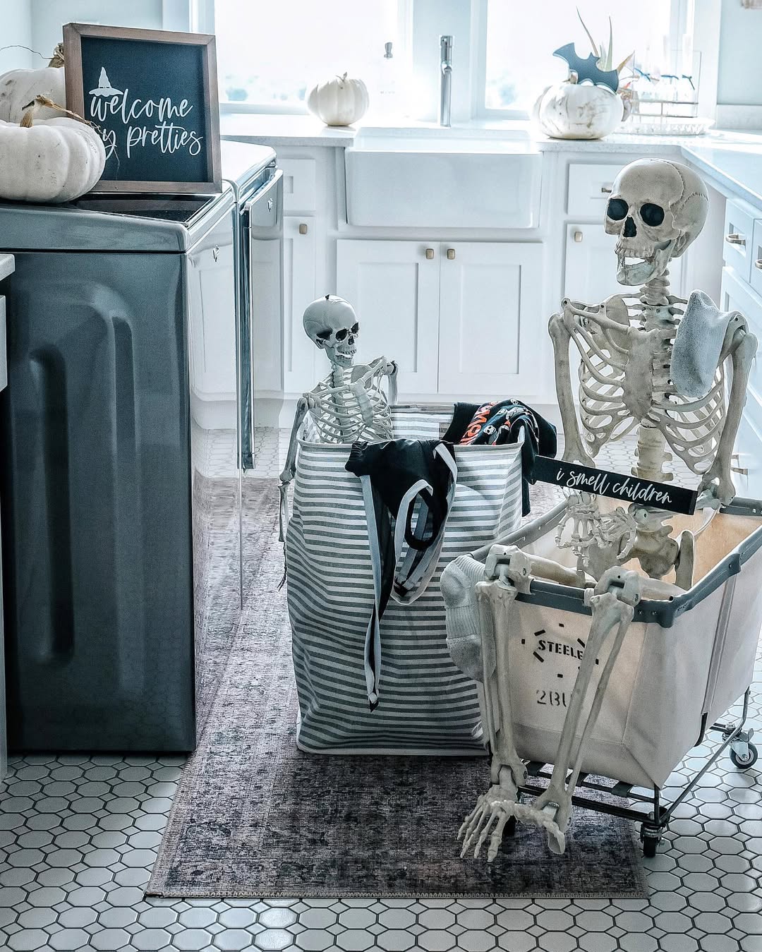 Spooky Laundry Day with Skeletons