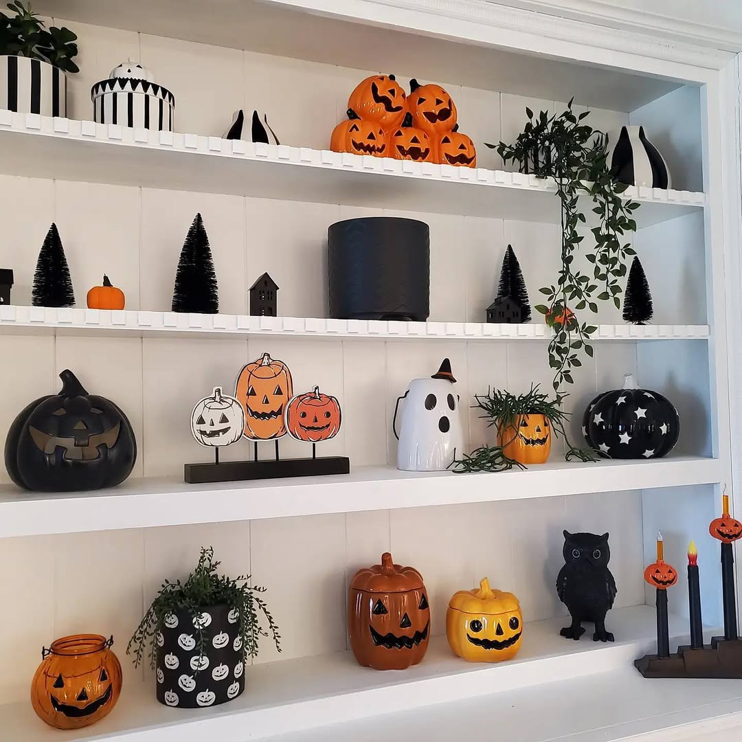 Playful Pumpkin Halloween Shelf Decor