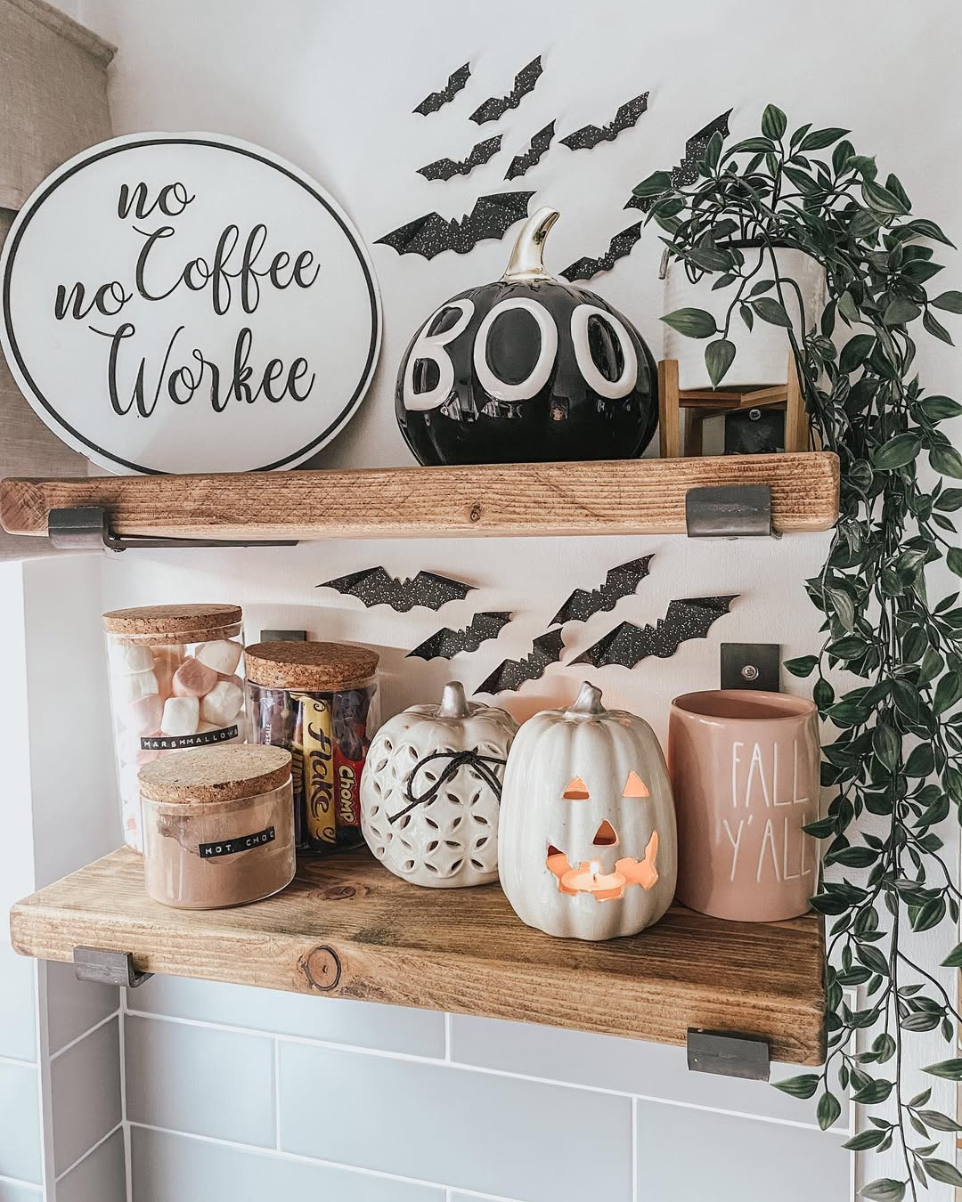 Bright Cozy Halloween Coffee Shelf