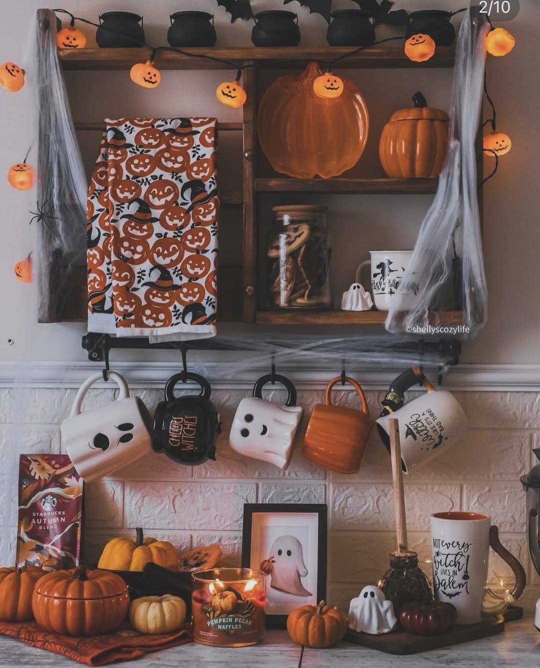 Ghost Mugs and Pumpkin Lights