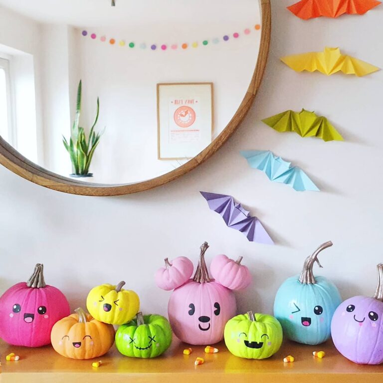 Kawaii Pumpkins And Rainbow Bats