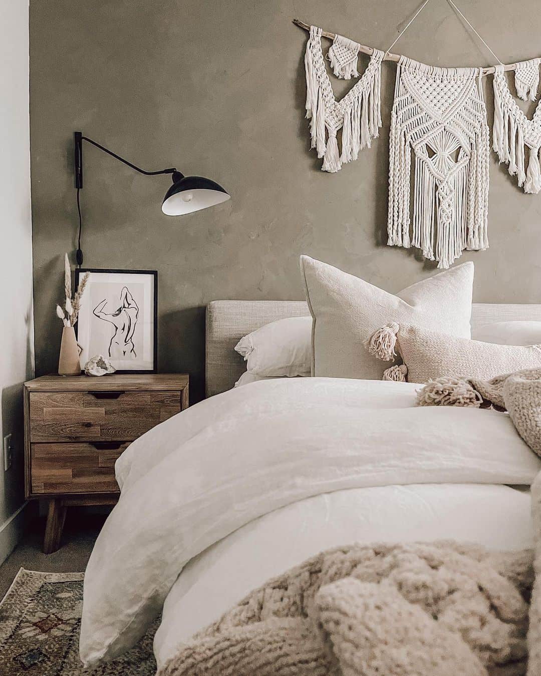 Bedroom with Black Bed Light for Reading