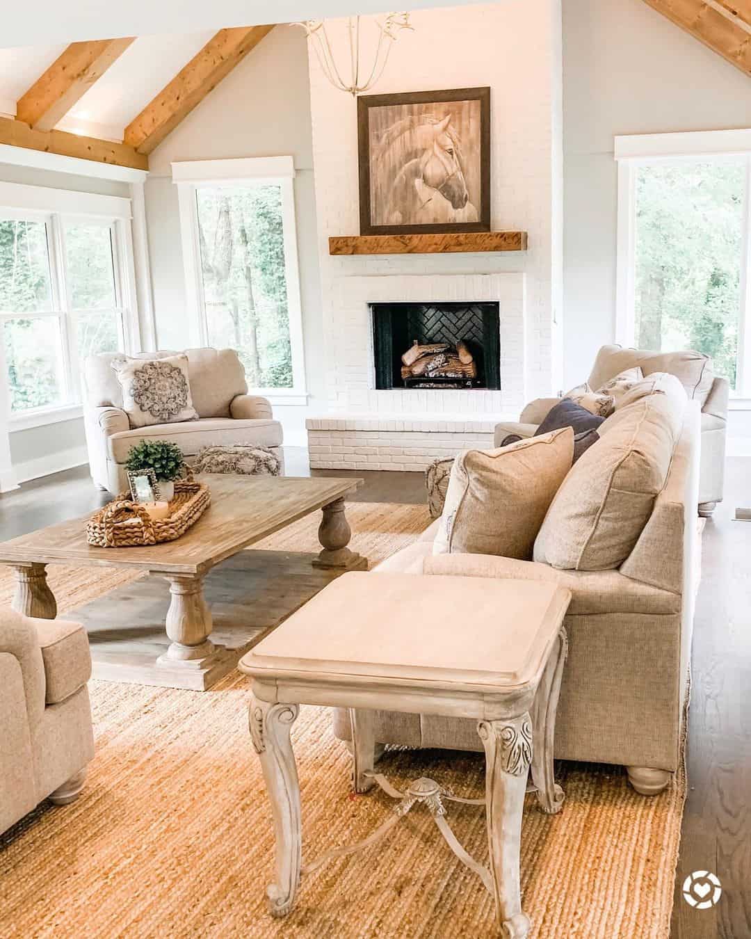 Vaulted Wood Beams in Living Room