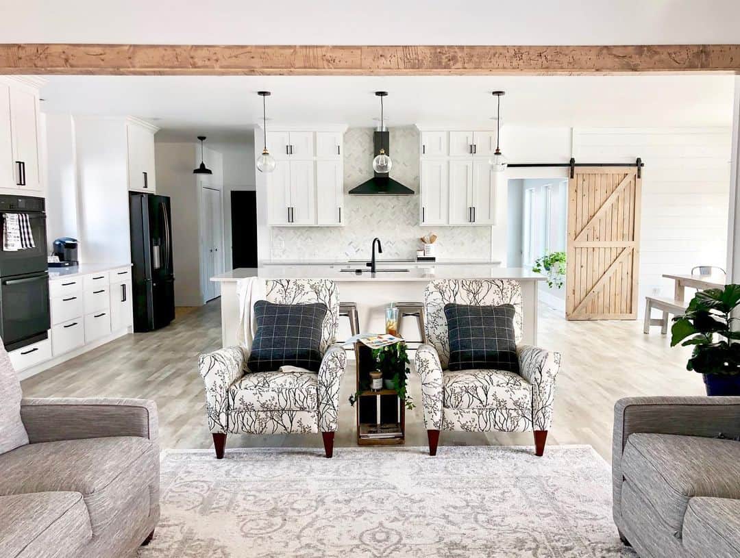 Stained Wood Living Room Ceiling Beam