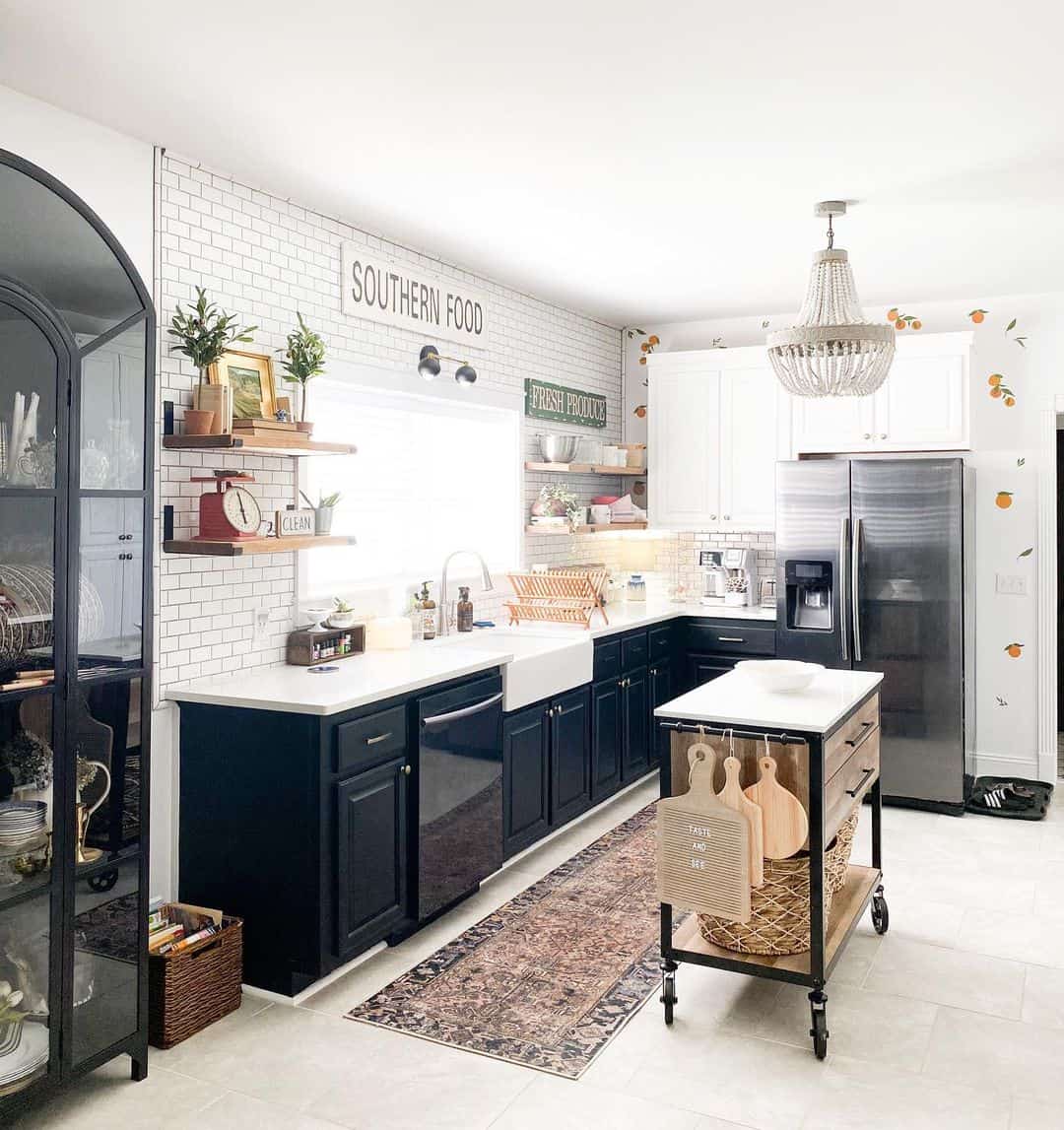 Black Kitchen Cabinets With White Countertop