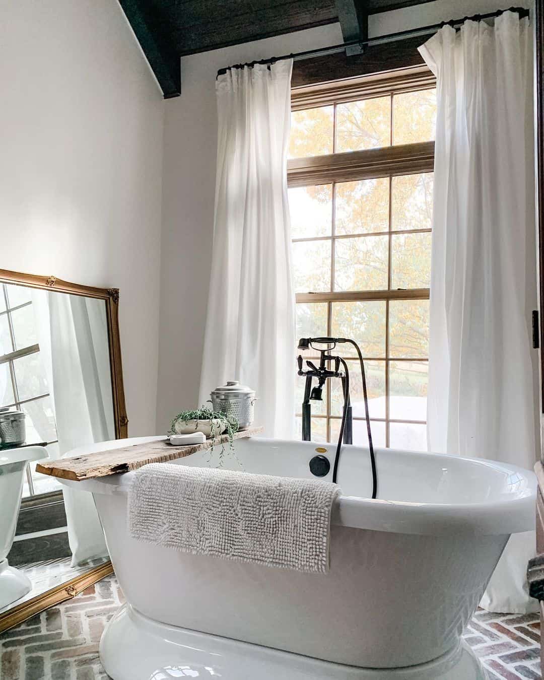Large Bathroom Window Behind Bathtub