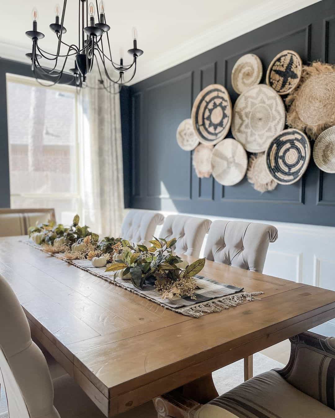 Modern Black and White Paneled Wall With Basket Accessories