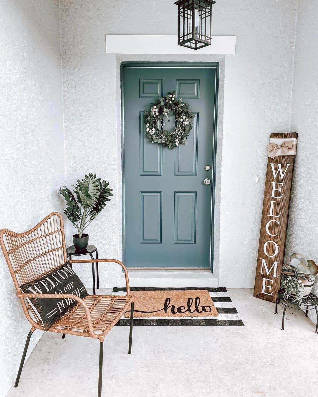 Stained Wood Welcome Porch Sign