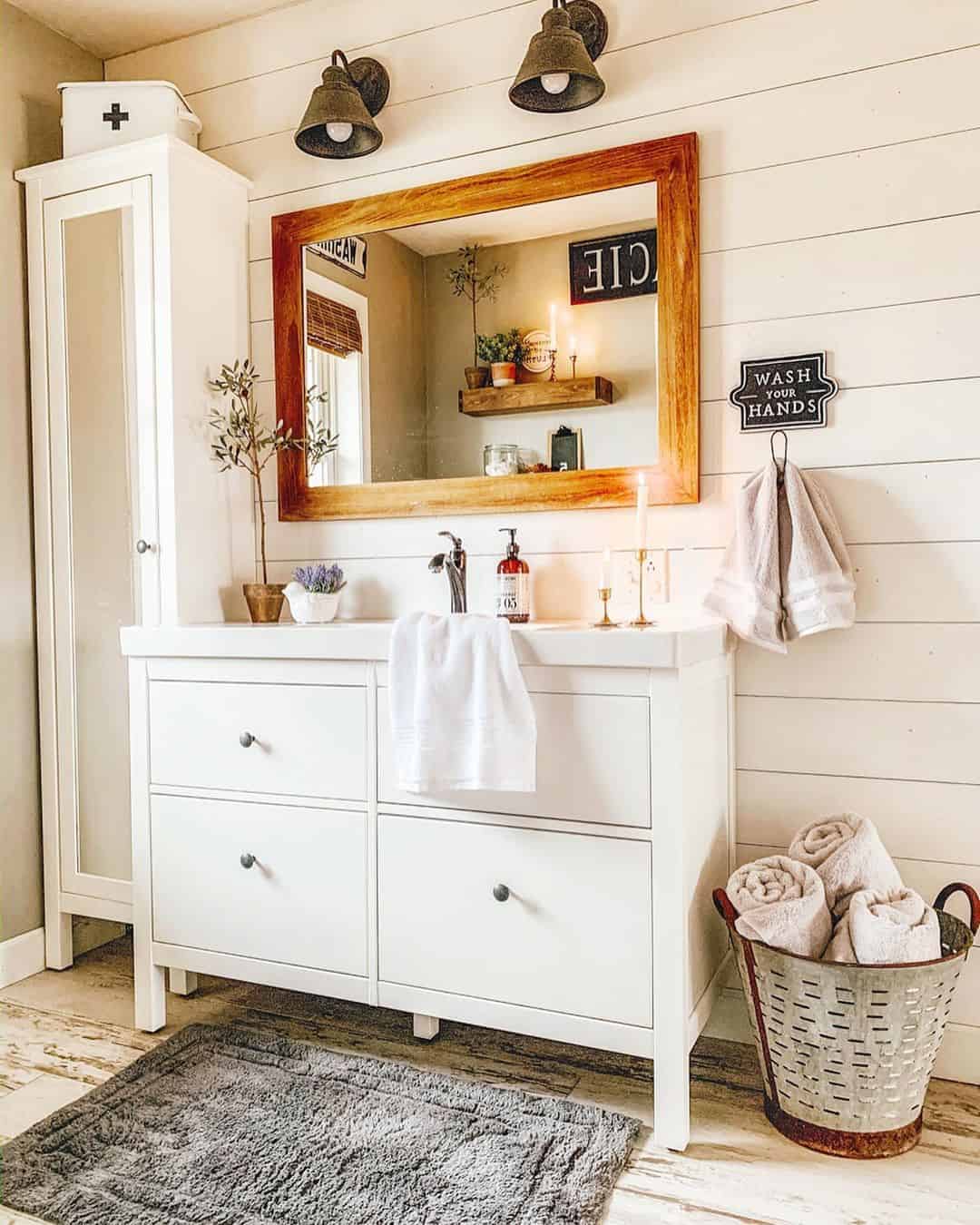 White Bathroom Cabinet With Black Towel Hook