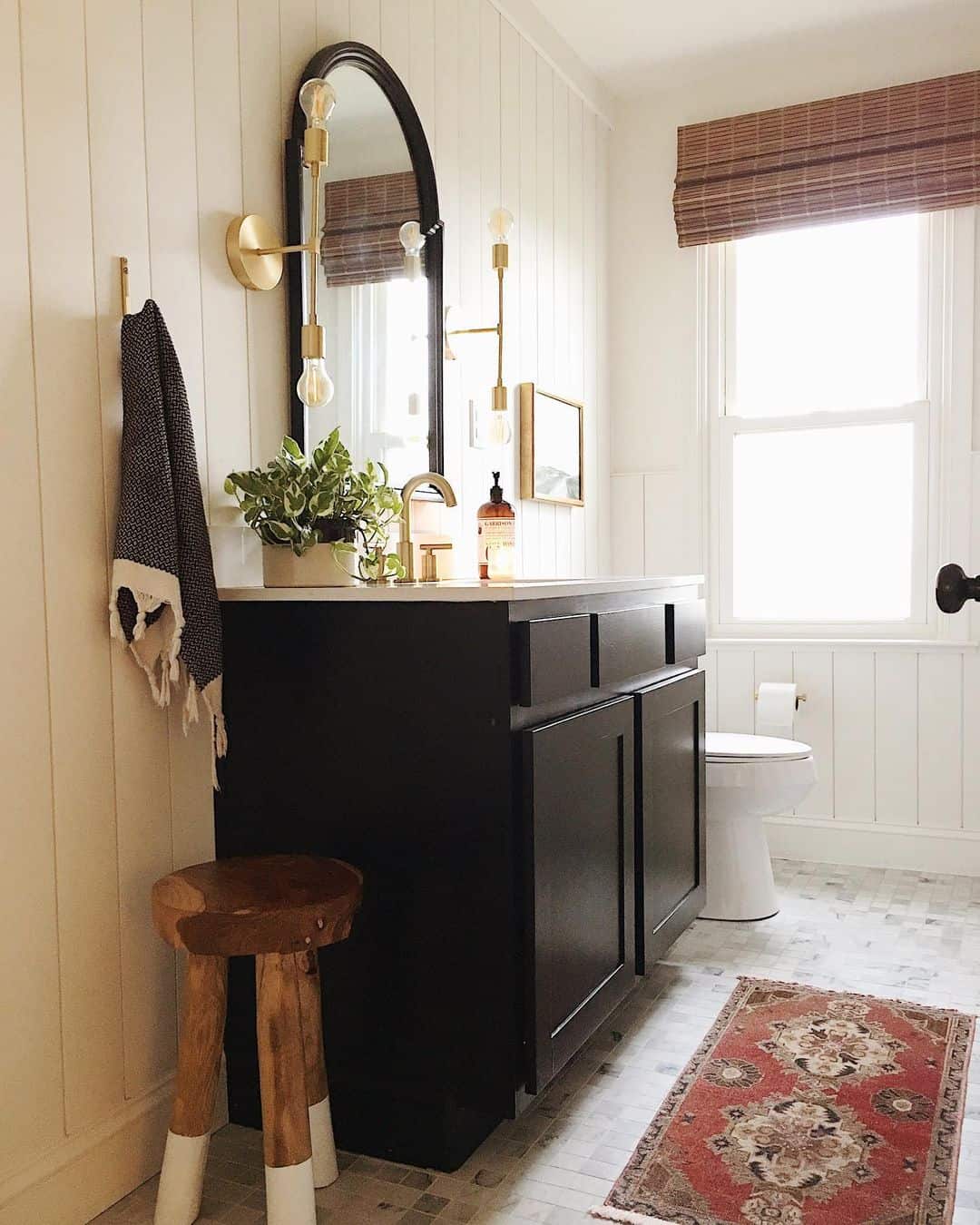 Cottage Bathroom With Gold Towel Hook