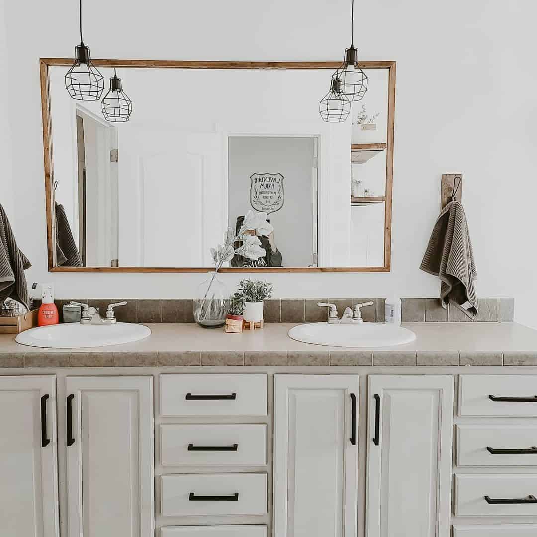 Wood and Black Metal Bathroom Towel Holders