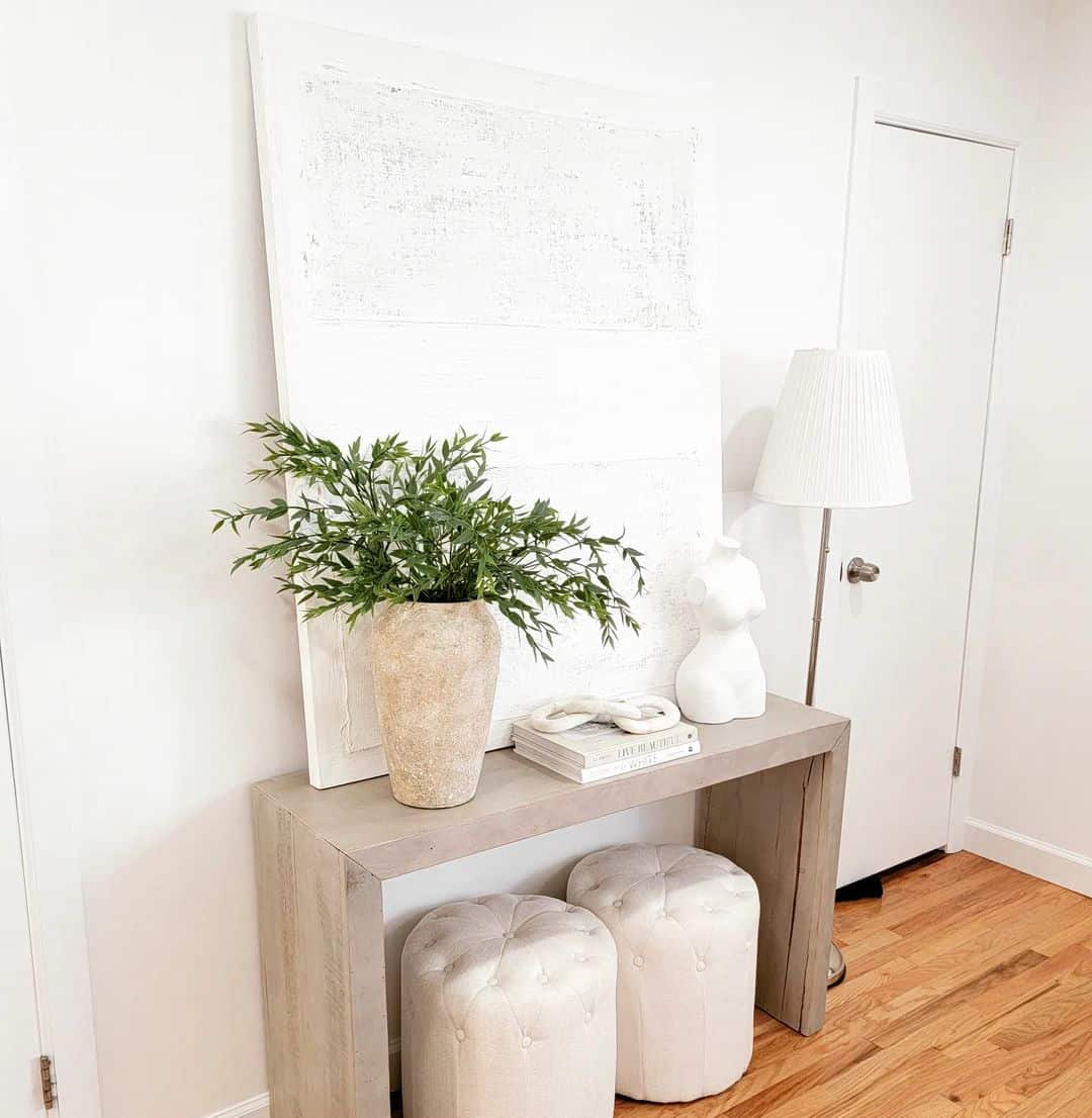 Modern Ash Wood Table in Neutral Entryway