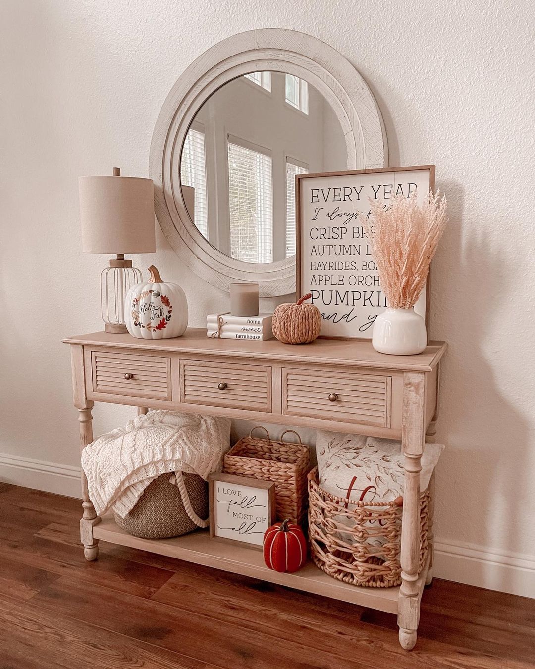Embrace Cozy Neutrals for a Subtle Fall Console Display