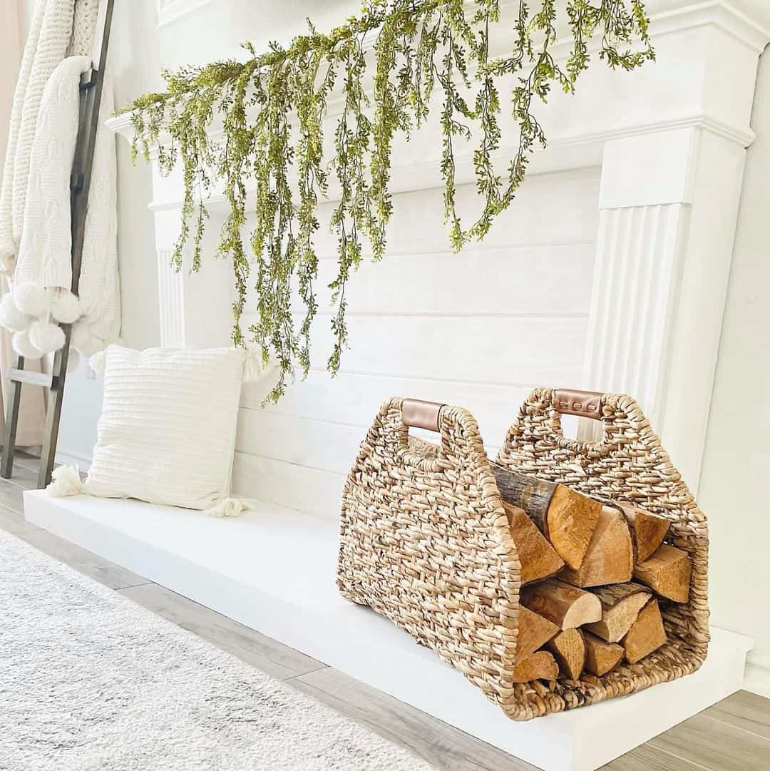 Woven Rattan Firewood Basket for a Cozy Farmhouse