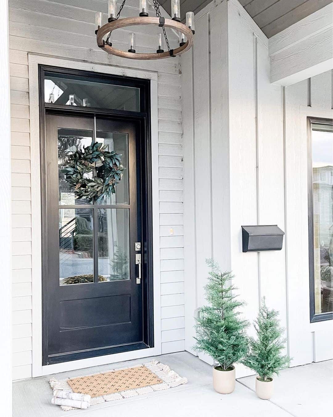 Black Door With Transom Door With Vinyl Wall
