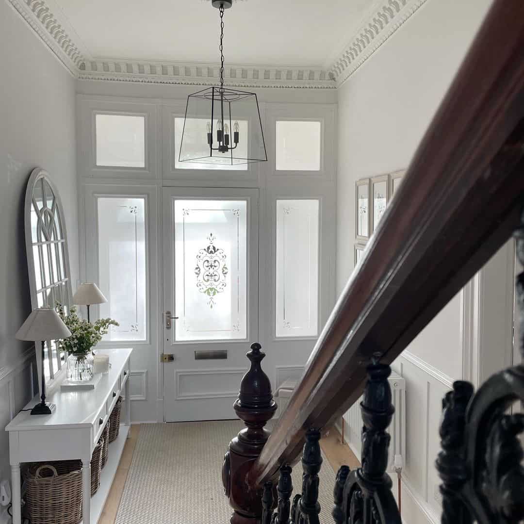 Intricate Decorative Glass Panels Transom Door